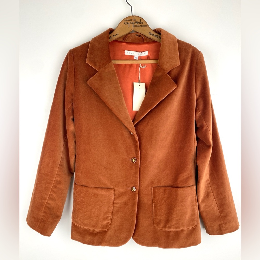 Erica Tanov Buddy Cotton Blazer in Cinnamon, Sz 2 Med